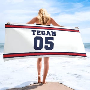 Personalized Sports Beach Towel: Custom Name Bath & Pool Towel