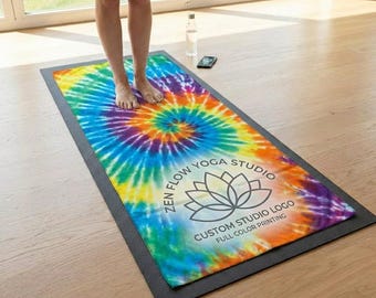 Personalized Yoga Mat Towel, Custom Name, Leopard Sun Design, Workout Cover