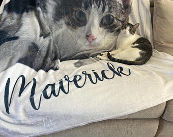 Custom Pet Photo Blanket, Personalized Dog or Cat Blanket
