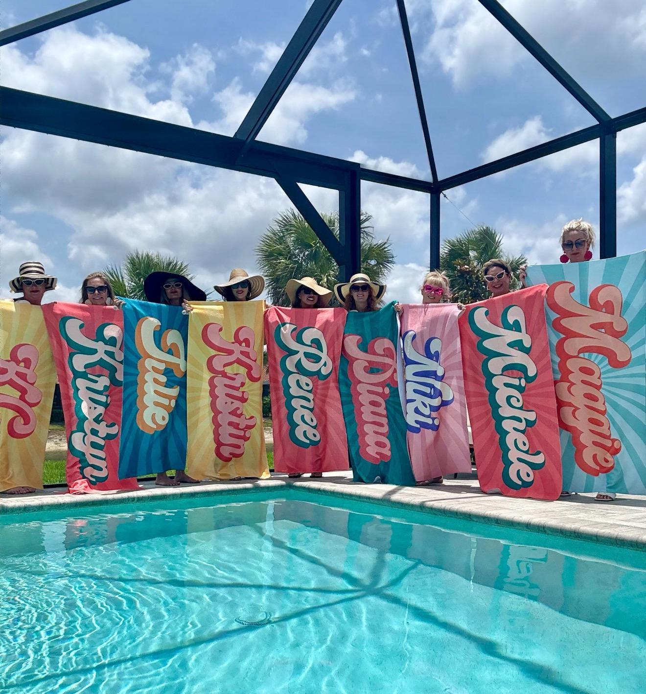 Personalized Beach Towel with Name, Custom Name Towel, Retro Groovy Beach Towel, Kids Pool Towel, Personalized Summer Vacation Gift