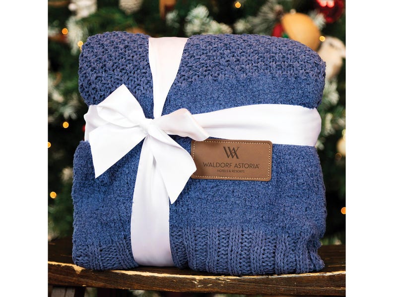 Double Fleece Cable Knit Throw Blanket, Christmas Hostess Gift