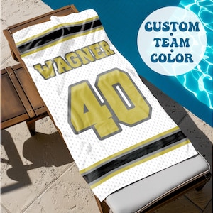 Personalized Sports Team Beach Towel: Custom Name, Retro Design