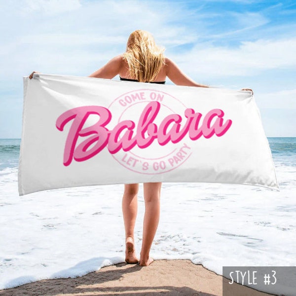 Serviette de plage Barbie personnalisée avec prénom, serviette de bain prénom personnalisé adulte/enfants, serviette de piscine, serviette de plage d'anniversaire/anniversaire, cadeau de vacances