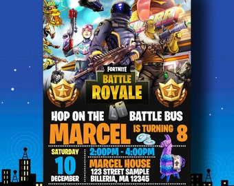 Fortnite Party Invitation Etsy - fortnite invitation