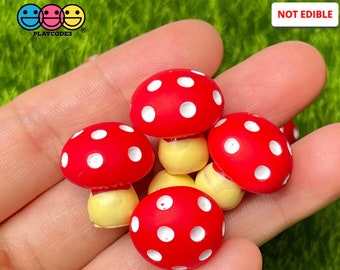 10 pcs Mushroom Red White Spots Fly Mushrooms Charm Slime Supplies Fake Bake Bow Accessories Cellphone Cabochons Decoden PLAYCODE3