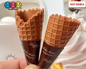 Ice Cream Cones Miniature Waffle Cone 1/6 Scale Sweet Decoden Cabochons 15  X 19mm Resin Kawaii Sweets UK Seller 