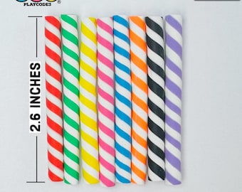 10/8pcs 2.6 inches 6.2 mm Diameter Fake Food Peppermint Sticks Candy Cane Swirl 8 Colors Charms Solid Fake Bake Slime Supplies PLAYCODE3