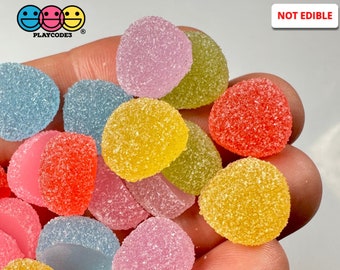 24pcs Fake Gumdrops Sugar Coated Candy Multi Color Charms Candies Flatback Cabochons Faux Food Slime Supplies Gum Drops PLAYCODE3