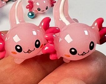 10pcs Axolotl Pink Charm Kawaii Cute Cabochons Decoden Plastic Resin Slime Supplies Fake Bake Headband Hair bow Accessories PLAYCODE3