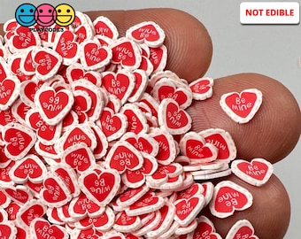 10grams Be Mine Red Hearts Fimo Fake Sprinkles Decoden Jimmies Valentine's Day Slime Supplies Fake Bake Tumbler Filler PLAYCODE3
