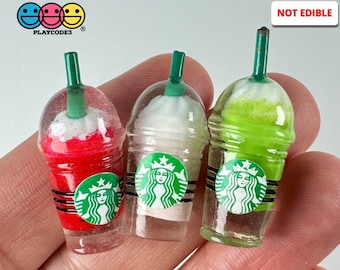 10pcs Coffee Frozen Drinks Red Pink Green (Matcha) Straws Cups Miniature Charms Slime Supplies  Mini Cups Cabochons Decoden PLAYCODE3