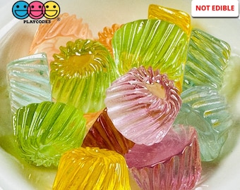 15pcs Candy Jell-O Swirl Shape Heart Top Fake Hard Candies 5 Colors Slime Supplies Fake Bake Bow Cabochons Decoden PLAYCODE3