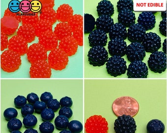 10pcs Blueberry Raspberry Blackberry Charms Fake Fruit Cabochons Slime Supplies Miniature Decoden Faux Food PLAYCODE3