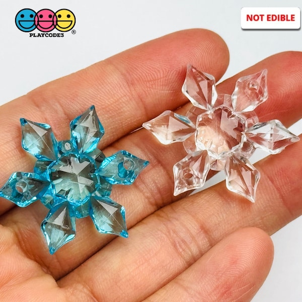 10pcs Snowflake Blue Clear Acrylic Christmas Holiday Charms Slime Supplies Fake Bake Headband Hair Accessories Cabochons Decoden PLAYCODE3