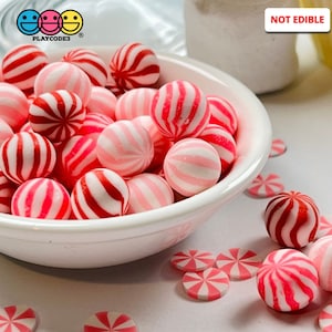 24pcs Peppermint Mini Balls Red Pink Mint Fake Hard Candy Valentine&#39;s Christmas Slime Supplies Props  Fake Bake PLAYCODE3