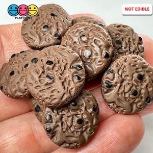 10pcs Chocolate Chip Cookies Flatback Charms Mini Charm Faux Food Slime Supplies Fake Bake Miniature Cookie Cabochons Decoden PLAYCODE3