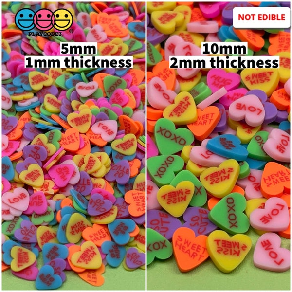 10grams 10/5mm Valentines Fake Candy Conversation Hearts Sweethearts Fimo Slices Sprinkles Slime Supplies Faux Candies Cabochons PLAYCODE3