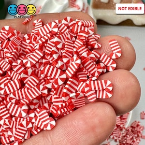 10grams 10mm Candy Cane Peppermint Christmas Fimo Slice Faux Clay Sprinkles Slime Supplies Fake Bake Tumbler Shaker Card Filler PLAYCODE3