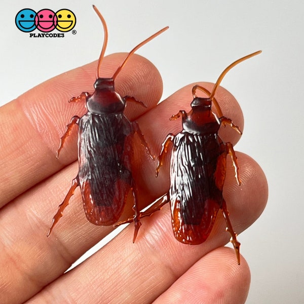 10pcs Cockroach Realistic Insect Roach Bug Bendable Plastic Resin Cabochon Charm Halloween Prank Party Favor Prop Decoden PLAYCODE3