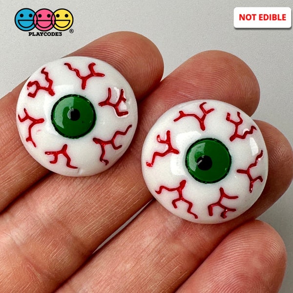 10pcs Blood Shot Green Eyes Flatback Halloween Charms Slime Supplies Fake Bake Headband Hair bow Accessories Cabochons Decoden PLAYCODE3