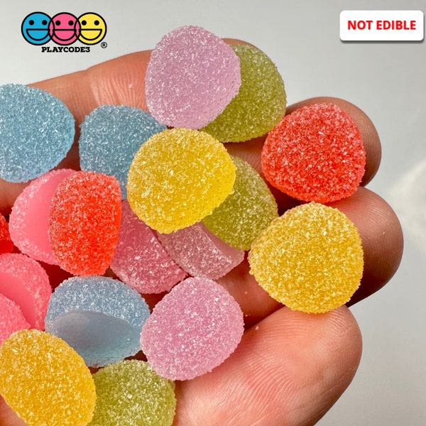 24pcs Fake Gumdrops Sugar Coated Candy Multi Color Charms Candies Flatback Cabochons Faux Food Slime Supplies Gum Drops PLAYCODE3