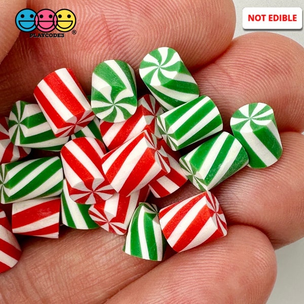 20pcs Tiny Christmas Fake Candy Cane Peppermint Swirl Charms Slime Supplies Fake Bake Headband Hair bow Accessories Cabochons PLAYCODE3