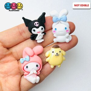 8/10pcs Japanese TV Character Cartoon Anime White Yellow Dog Pink Rabbit Flat back Charms Slime Supplies Fake Bake Cabochons PLAYCODE3