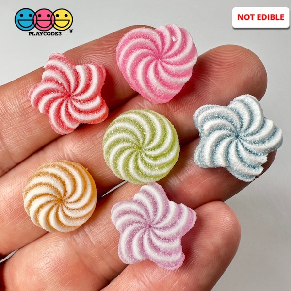 18 pcs Candy Sugar Coated Swirls Fake Candies Flatback Charm Slime Supplies Fake Bake Bow Accessories Cellphone Cabochons Decoden PLAYCODE3