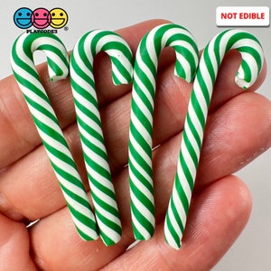 10pcs Green Peppermint Candy Cane Christmas Holiday Charms Slime Supplies Fake Bake Headband Fake Candy Cabochons Decoden PLAYCODE3