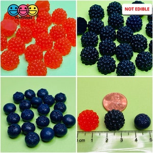 10pcs MINI Blueberry Raspberry Blackberry NOT ACTUAL Size Charms Fake Fruit Cabochons Slime Supplies Miniature Decoden Faux Food PLAYCODE3
