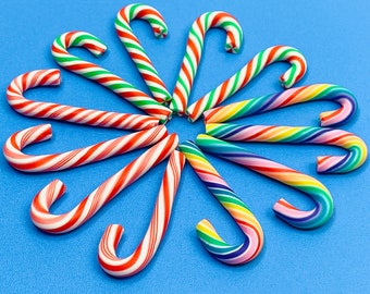 10pcs Candy Cane Peppermint Charms Fake Food Cabochons Slime Supplies Miniature Sweets craft Christmas Holiday, PLAYCODE3