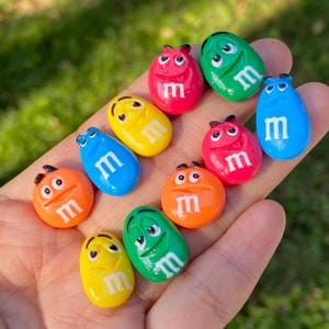 10pcs MM Cartoon Face Fake Candy Flatback Charms Orange Blue Yellow Red Green Smiles Slime Supplies Cabochons Decoden Faux Food PLAYCODE3