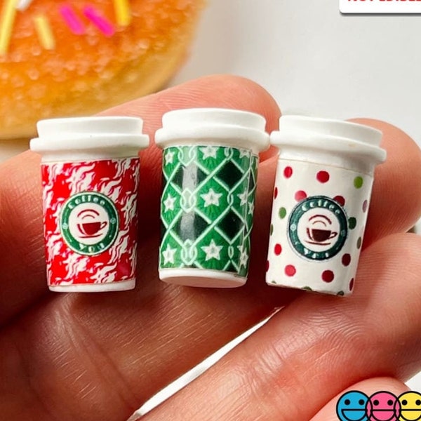 9pcs Coffee Cups Red Green Polka Dot Cup Miniature Charms Slime Supplies Fake Bake Headband Hairbow Accessories Cabochons Decoden PLAYCODE3