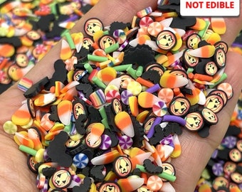 10grams Halloween Candy Grabber Pumpkin Jack-O-Lantern Fimo Sprinkle Mix Fake Clay Sprinkles Slime Supplies Faux Bake Cabochons PLAYCODE3