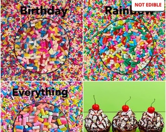 10grams Confetti Sprinkles Polymer Clay Fake Sprinkles Slime Supplies Accessories Craft supply, Birthday, Rainbow, fake food PLAYCODE3