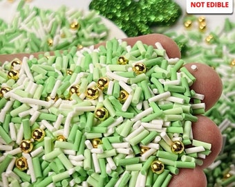 10grams Saint Patrick's Day St Fake Clay Sprinkles and Gold Beads Mix Slime Supplies Craft DIY Jimmies resin shaker fillers PLAYCODE3