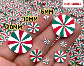 10grams 20/10/5mm Peppermint Spiral  Green Red Christmas Clay Fimo Slices Slime Supplies Jimmies PLAYCODE3