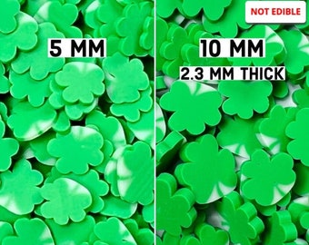 10grams 5/10mm Clover Shamrock Fimo Slices Faux Sprinkle Saint Patrick's Day St Fake Funfetti Fake Bake Tumbler Shaker Card Filler PLAYCODE3