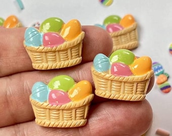 10pcs Easter Egg Basket Mini Flatback Charms Colored Eggs Slime Supplies Fake Bake Headband Hairbow Accessories Cabochons Decoden PLAYCODE3