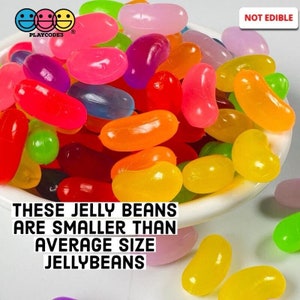 100pcs Fake Jellybeans NOT Actual Size Realistic Candy Looking Food NOT EDIBLE Plastic Charms Slime Supplies Props Foods Fake Bake PLAYCODE3