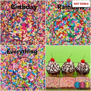 10grams Confetti Sprinkles Polymer Clay Fake Sprinkles Slime Supplies Accessories Craft supply, Birthday, Rainbow, fake food PLAYCODE3