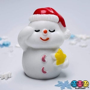 5pcs Snowman with Star Christmas Miniature Charm Resin Home Décor Accessories Holiday Home Décor Display Resin Cabochons Decoden PLAYCODE3