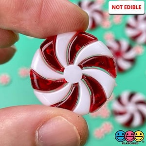 10pcs Peppermint Plastic Charm with Hole Two Pieces Christmas Slime Supplies Fake Bake Headband Hairbow Accessories Cabochons PLAYCODE3