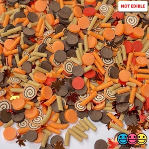 10grams Autumn Mix Fimo Leaf Glitter Confetti Sprinkles Faux Sprinkles Slime Supplies Fake Bake Tumbler Shaker Card Filler PLAYCODE3