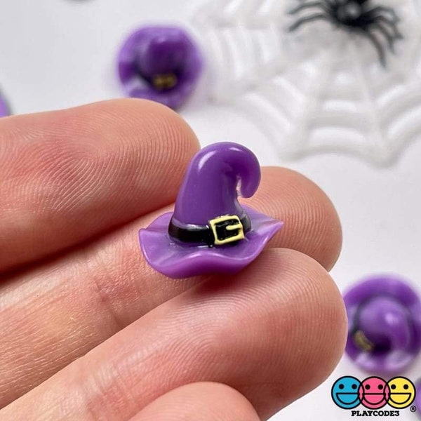 10pcs Witches Hat Purple Mini Charm Halloween Slime Supplies Fake Bake Bow Accessories Cellphone Cabochons Decoden PLAYCODE3