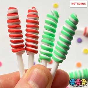 10pcs Faux Lollipop Swirl Christmas Red Green Faux Candy Charm Fake Bake Cabochons Slime Supplies Fake Bake Decoden PLAYCODE3