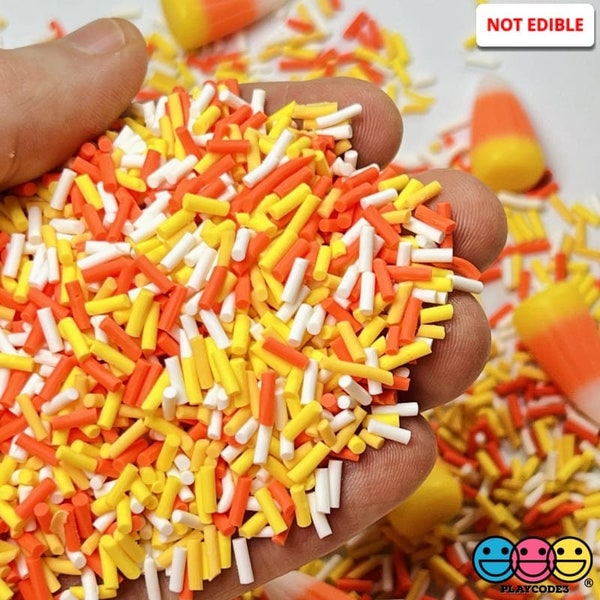 10grams Candy Corn Orange Yellow White Fake Sprinkles Halloween Theme Slime Supplies Fake Bake Tumbler Shaker Card Filler PLAYCODE3