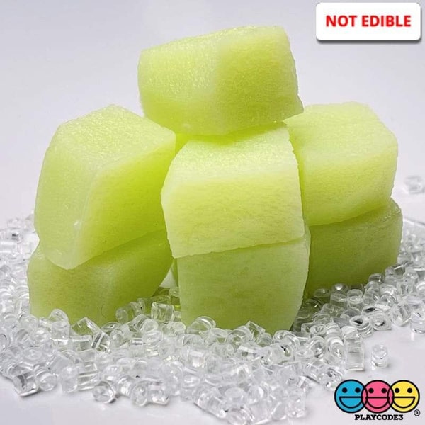 10pcs Melon Honeydew Chunks 3D Fake Food Realistic Charm Cabochons Slime Supplies Props Actual Size Foods Cabochons Decoden PLAYCODE3