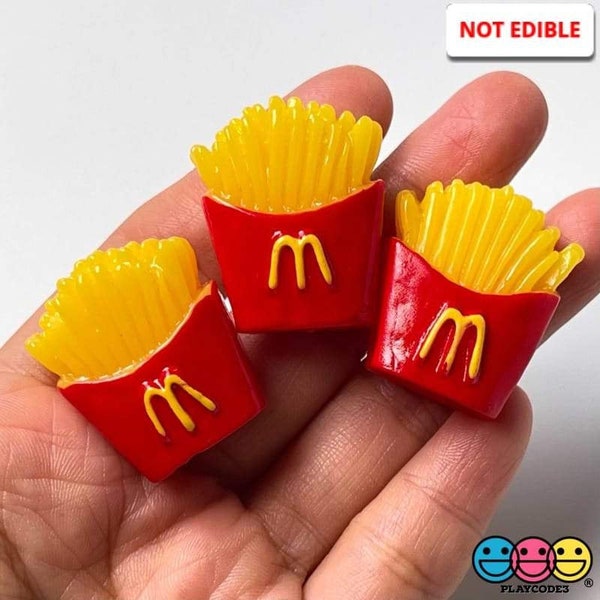 10pc French Fries Box Fake Fast Food Mini Charm Hand Painted Slime Supplies Fake Bake Bow Accessories Cellphone Cabochons Decoden PLAYCODE3