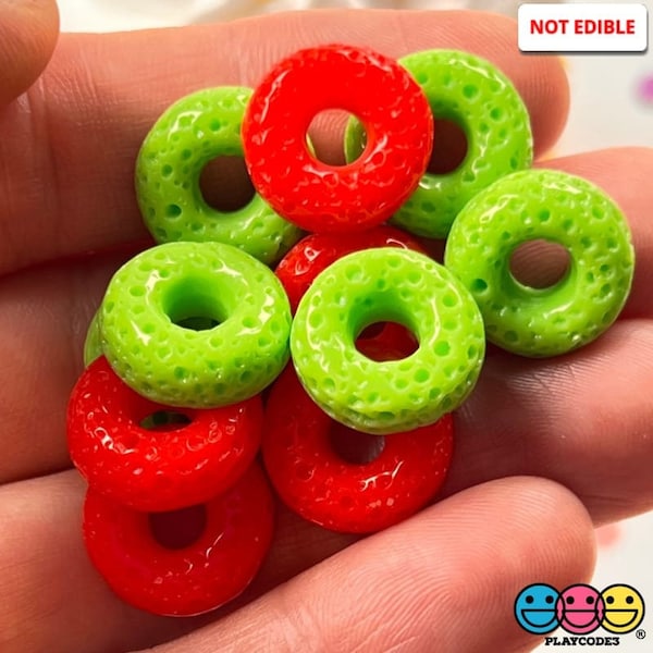 20pcs Cheerios Froot Loops Cereal Charms Flatback Fake Food Decoden Red Green Christmas Slime Supplies Fake Bake Cabochons Decoden PLAYCODE3